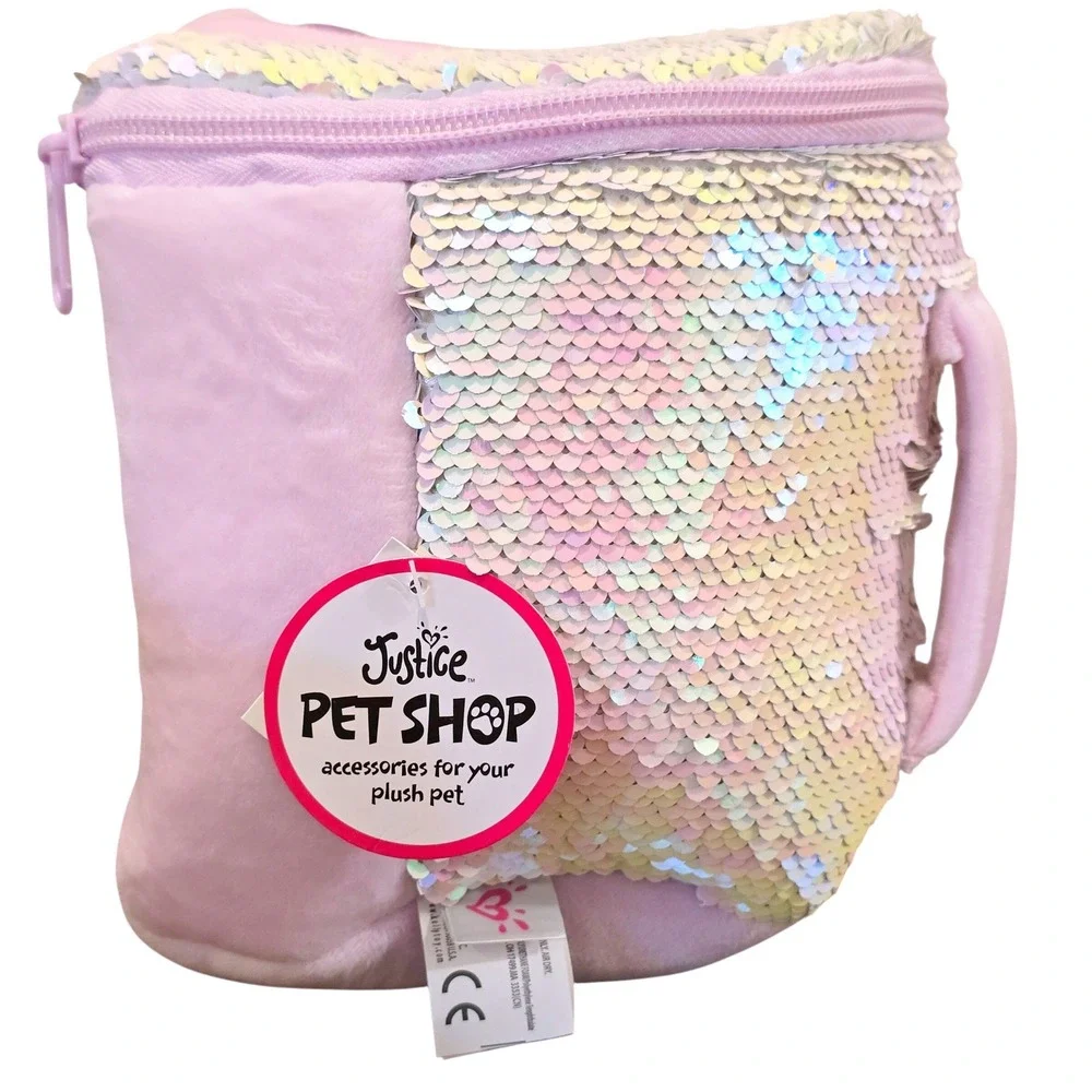 2017 Gund Justice Pet Shop Corgi Jack Plush Dog Sequin Carrier Set Accessories